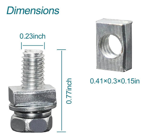 Diagram showing dimensions of 6 Piece Motorcycle Battery Bolts And Nuts Kit M6x16mm Carbon Steel Hex Head Screws And Nuts For Battery Terminals.