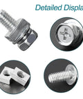 Close-up of 6 Piece Motorcycle Battery Bolts and Nuts Kit M6x16mm Carbon Steel Hex Head Screws and Nuts for Battery Terminals
