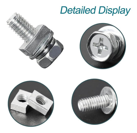 Close-up of 6 Piece Motorcycle Battery Bolts and Nuts Kit M6x16mm Carbon Steel Hex Head Screws and Nuts for Battery Terminals