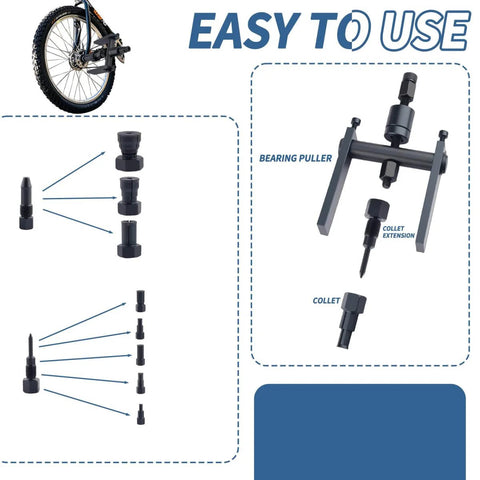 Blind Hole Bearing Puller Set for Motorcycles With Slide Hammer 12-Piece Internal Bearing Removal Tool Kit and parts diagram