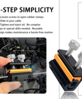 Motorcycle Cable Luber Tool With Dual Opening Design for easy cable lubrication and bike maintenance, shown with 3-step simplicity guide