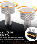 Close-up of dual screw security system on a Motorcycle Cable Luber Tool With Dual Opening Design For Easy Cable Lubrication Portable Compact Bike Maintenance Tool Great For Riders Who Need Quick Cables Lubrication On The Go And Car Accessories.