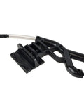 Micro System Automatic Motorcycle Chain Lubrication Kit with Scorpion Dual Injector, black twin-feed nozzle, side view