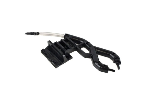 Micro System Automatic Motorcycle Chain Lubrication Kit with Scorpion Dual Injector, black twin-feed nozzle, side view