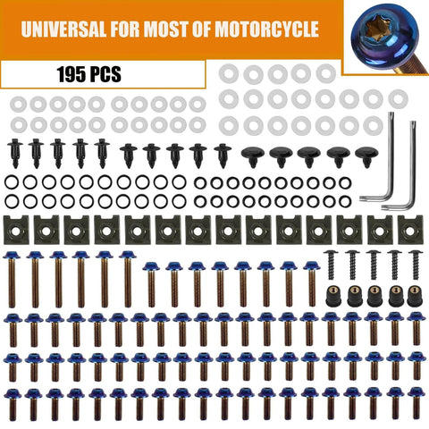 ✝️ BAIONE Fairing Bolt Kit 195PCS Stainless Steel M5 M6 Motorcycle Windscreen Fasteners Universal for Yamaha Honda Kawasaki Suzuki BMW