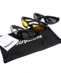 3 Pair Motorcycle Riding Glasses With Padding Goggles UV400 Protection Windproof on pouch with cleaning cloth