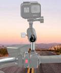 1 Inch TPU Ball Mount With M10 1.5 Millimeter Threaded Post for RAM Mounts on motorcycle handle with camera attached