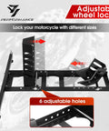 Heavy Duty Motorcycle Wheel Chock And Universal Front Wheel Stand For Trailers And Rigs 1800 Lb Capacity Fits 15 To 22 Inch Wheels