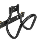 Heavy Duty Motorcycle Wheel Chock For Trailers That Connects To X Track And E Track Systems And Stabilizes Front Or Rear Wheel, Fits Up To 7 Inch Wide Tires, Ideal For Secure Hauling On The Move CargoSmart, black color, side view