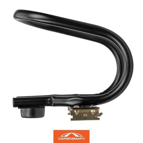 Side view of Heavy Duty Motorcycle Wheel Chock For Trailers That Connects To X Track And E Track Systems And Stabilizes Front Or Rear Wheel