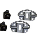 Deluxe Motorcycle Wheel Chock Kit With Quick Release Ratchet Straps And D Ring System Orange And Black hardware components