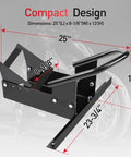 Side view of the Beefy Heavy Duty Motorcycle Wheel Chock and Front Wheel Stand for Trailers, 1800 lb capacity, dimensions labeled