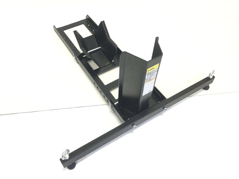 Heavy Duty Beefy Motorcycle Wheel Chock For Trailers And Garages By MaxxHaul, 1800 Pound Capacity Front Tire Stand, side view