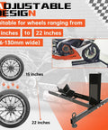 Heavy Duty Motorcycle Wheel Chock Stand With Beefed-Up 1800 Pound Capacity, Adjustable Front Tire Stand For Trailer Garage