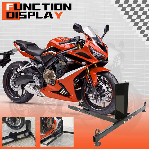 Heavy Duty Motorcycle Wheel Chock Stand With Beefed-Up 1800 Pound Capacity, Adjustable Front Tire Stand For Trailer Garage And Shop, Fits Most Motorcycles With 15 To 22 Inch Wheels, Secure And Easy To Load