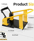 Adjustable Motorcycle Wheel Chock Stand With Auto Lock Swivel For 15 To 21 Inch Tires, Heavy Duty Steel Support, dimensions shown