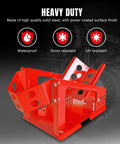 Heavy Duty Motorcycle Wheel Chock And Front Tire Stand in red, steel with powder-coated finish, waterproof, snow, and UV resistant
