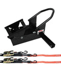 Deluxe Motorcycle Wheel Chock And Tie-Down Kit Extreme Max 5600.3204, with heavy duty steel and two 1.5 x 6 ft tie-down straps