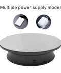 Motorized Rotating Display Stand With 8 Inch Mirror Surface Load Capacity 6.6 Lbs Electric Turntable power options shown