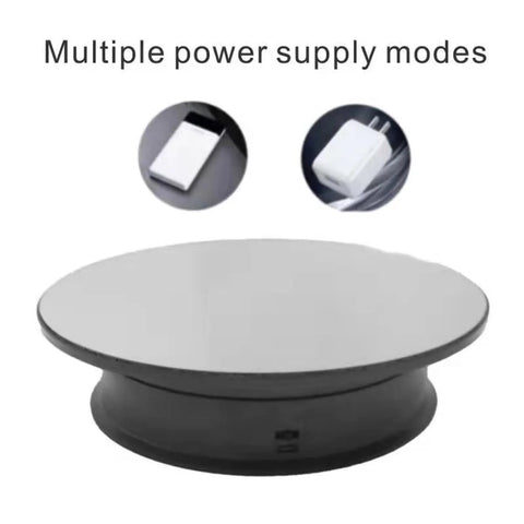 Motorized Rotating Display Stand With 8 Inch Mirror Surface Load Capacity 6.6 Lbs Electric Turntable power options shown
