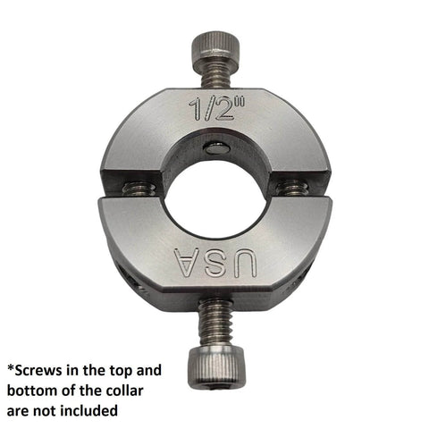 1/2" (0.50") Bore Mountable Two-Piece Clamping Shaft Collar in 303 Stainless Steel with tapped holes for easy mounting.