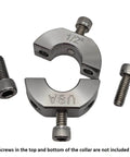 1/2" (0.50") Bore Mountable Two-Piece Clamping Shaft Collar in 303 Stainless Steel with screws.