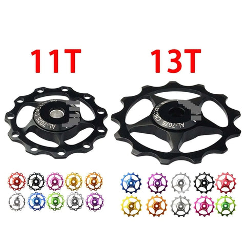 Pulley Mountain Road Bike Bicycle Rear Derailleur Pulley Roller Idler Bearing Riding Wheel Parts ( Color : 13T Blue )