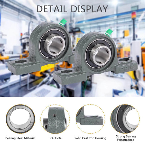 4 Pack UCP205-16 Mounted Pillow Block Ball Bearing, Bearing Steel Bearings 1" Bore with 8 Sets for Installing Bolts and Nuts