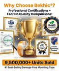 Why Choose Bekhic? Trophy with certifications, ISO, RoHS, EU/US standards, highlighting 9,500,000+ units sold.