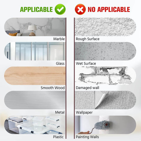 Image showing surfaces compatible with Heavy Duty Double Sided Mounting Tape Waterproof Foam Tape 33 Feet Long 0.39 Inch Wide For LED Strip Lights And Home Office Decor This Thick Adhesive Grips Strong On Metal Glass Wood And Painted Surfaces