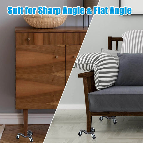 4pcs Furniture Moving Dolly Set with 3 Wheel Steel Tri Dollies showcased for flat and sharp angle furniture moving.