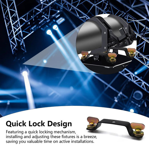 Moving Head Light Truss Clamp Set With Quick Lock Brackets for stage lighting shown attached to truss system