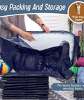 Person packing clothes into Six Pack Extra Heavy Duty Large Moving Bags With Strong Zipper And Comfortable Handles, 23 Gallon Capacity, 29 Inch Long By 14 Inch Wide By 13 Inch High, Reinforced Stitching, Coated PE Fabric, Durable Clothes Storage Totes For Moving And College.
