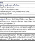 Vet Formulated Movoflex Dog Joint Support Chews product fact label with ingredients and cautions listed on packaging.