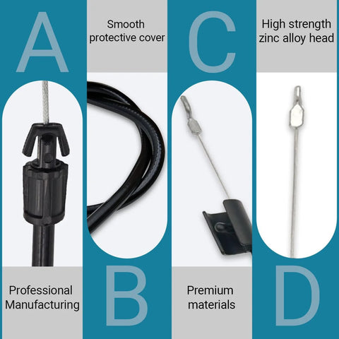 Engine Zone Control Cable Replacement features professional manufacturing, smooth cover, zinc alloy head for HU700 series mowers.