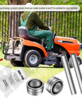 2 Sets Upgrade Stainless Steel Front Axle And Bearing Conversion Kit for 6in Wheel Sleeves shown with mower.