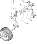 Diagram showing front wheel assembly with focus on Front Wheel Bearing Dust Cover Two Pack for MZ ZT Elite and Magnum Series Mowers.