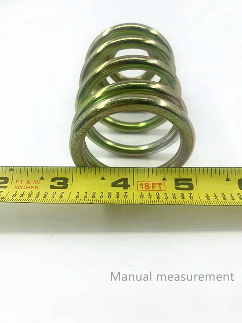 Two Pack Replacement Mower Compression Seat Springs 283516 with tape measure showing dimensions