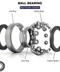 Exploded view of MR128-2RS Deep Groove Ball Bearings 8x12x3.5mm Double Rubber Sealed Chrome Steel showing rings and balls.