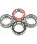 MR18307-2RS Ball Bearing Double Sealed ID 18mm OD 30mm Width 7mm displayed in a group with black and red seals.