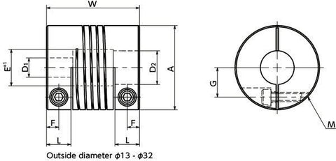 MSH-26C 1/4"-3/8" Flexible Coupling NBK Japan - VXB Ball Bearings