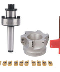 MT2 FMB27 80 Cutterhead 1604APMT Indexable End Mill Set Face Mill Cutter Kit with collet holder, inserts, tool, and head