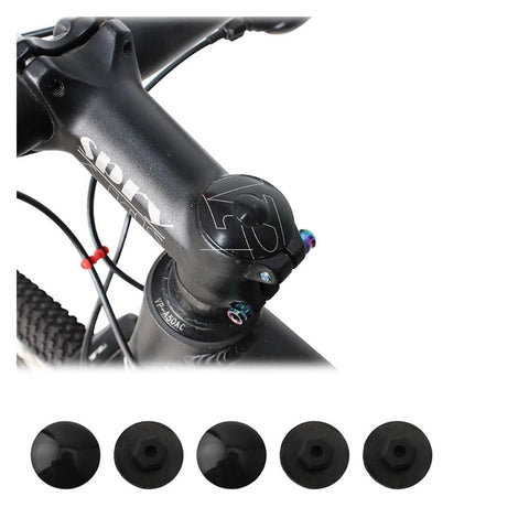 Bike Headset Cap Top Cover Waterproof Dustproof Rubber Spacer For M6 Inside Hex Screws 5 Pack installed on MTB stem