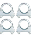 Four piece muffler U-bolt clamp set for one and a quarter inch inner diameter exhaust pipes, fits 22 to 32 mm outer diameter