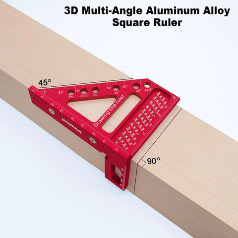 Premium Carpenter Square Scribing Ruler For Woodworking, Engineering, And Construction with angle markings on wood surface