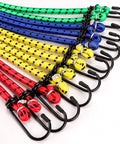 Colorful set of 12 Pack Elastic Bungee Cords With Hooks In 40 Inch 32 Inch 24 Inch And 16 Inch Sizes for heavy duty outdoor use