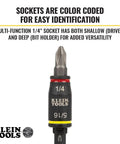 Three In One Flip Socket For Impact Drivers With One Quarter Inch Quick Connect And Five Sixteenth Inch Hex Drivers