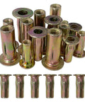 30 Piece Multi Grip Rivet Nut Kit M5 M6 M8 Rivet Nuts Pre Bulbed Shank Zinc Plated Flat Head for Construction Use