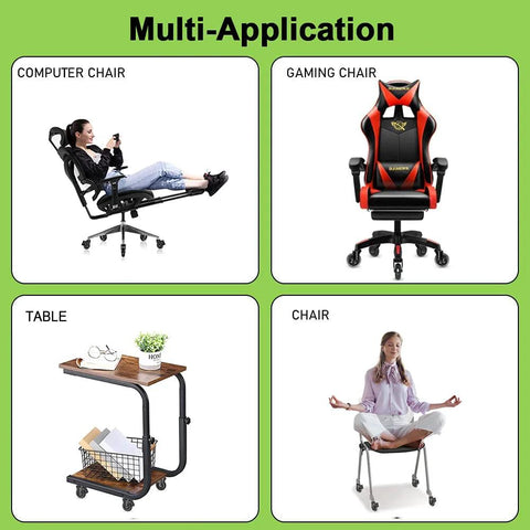 Multi-Application of Five Pack 3 Inch Caster Wheels With Safety Dual Locking Brakes on office chairs and carts