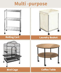 Multi-purpose rolling cart, laundry basket, bird cage, and coffee table with 2 Inch Nylon Caster Wheels With Brake for mobility.